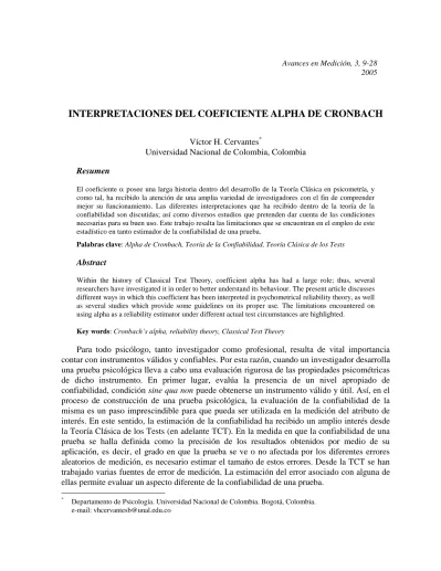 Interpretaciones Del Coeficiente Alpha De Cronbach