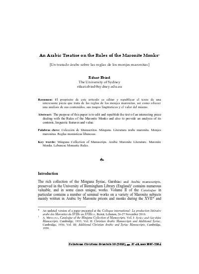 Pdf Superior An Arabic Treatise On The Rules Of The Maronite Monks 1library Co