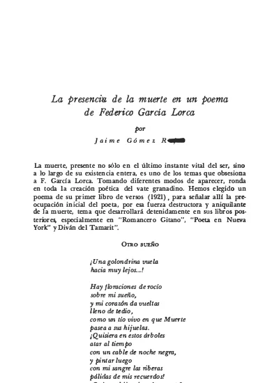 robo emparedado Gimnasio PDF superior La presencia de la muerte en un poema de Federico García  Lorca. - 1Library.Co