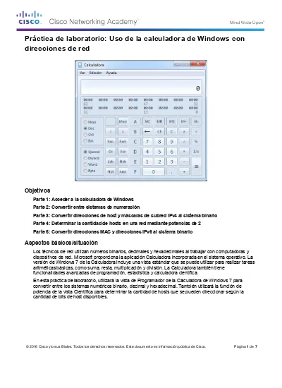 frotis Socialista cerca Práctica de laboratorio: Uso de la calculadora de Windows con direcciones de  red
