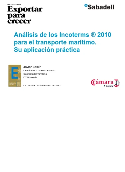 Análisis De Los Incoterms 2010 Para El Transporte Marítimo Su Aplicación Práctica 7824