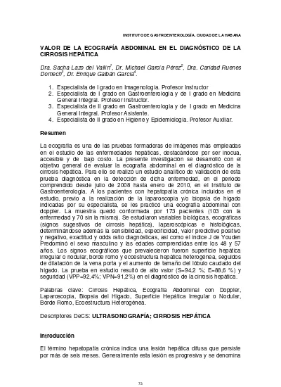 Top PDF Valor de la ecografía abdominal en el diagnóstico de la cirrosis  hepática 