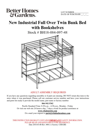 New Industrial Full Over Twin Bunk Bed, Metal Bunk Bed Instruction Manual