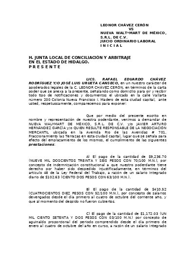 Top PDF Demanda Laboral Por Despido Injustificado 
