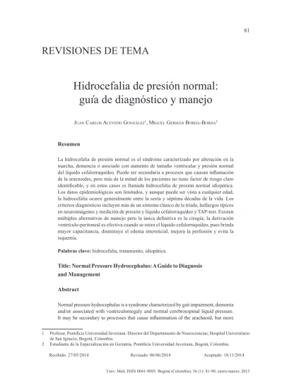 Hidrocefalia De Presión Normal Guía De Diagnóstico Y Manejo 9188