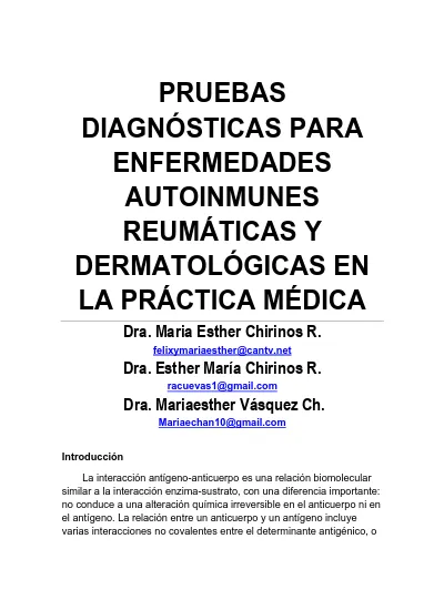 Pruebas DiagnÓsticas Para Enfermedades Autoinmunes ReumÁticas Y DermatolÓgicas En La PrÁctica MÉdica 3188