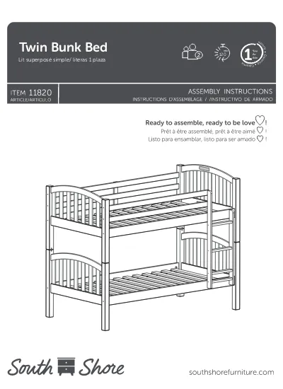 New Industrial Twin Over Bunk Bed, Whalen Furniture Bunk Bed Assembly Instructions