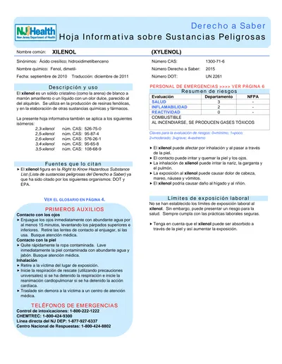 Derecho A Saber Hoja Informativa Sobre Sustancias Peligrosas 3918