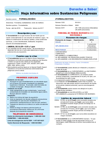 Derecho A Saber Hoja Informativa Sobre Sustancias Peligrosas 9329