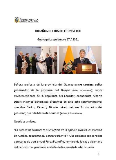 100 AÑos Del Diario El Universo Guayaquil Septiembre 17 2021 2508