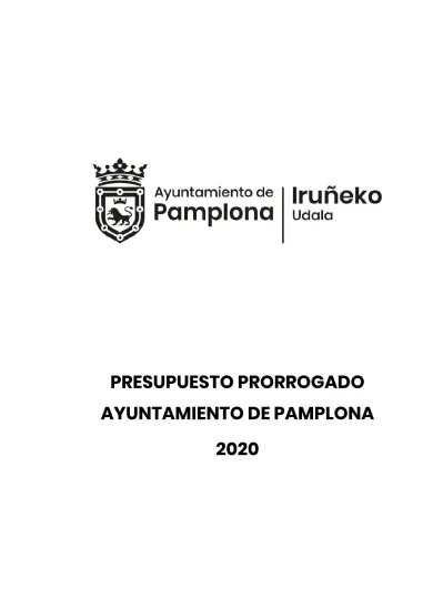 PRESUPUESTO PRORROGADO AYUNTAMIENTO DE PAMPLONA