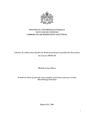 Pontificia Universidad Javeriana Facultad De Ciencias Carrera De MicrobiologÍa Industrial 2987